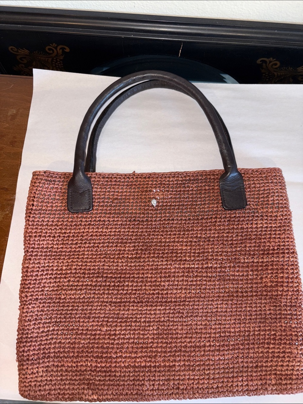 Helen Kaminski Raffia tote bag with leather handles